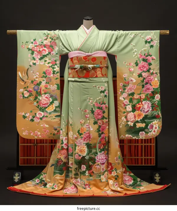 A kimono with a floral pattern
