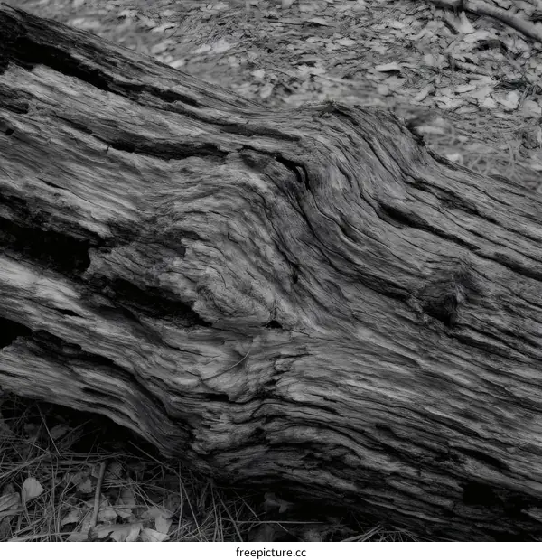Close-up of Decomposed Fallen Tree Trunk Texture