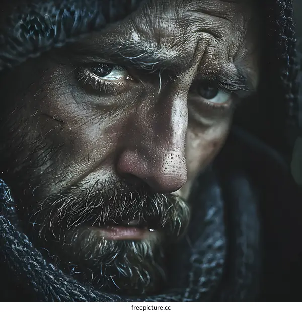 Close-up portrait of a man with a big beard