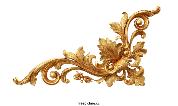 [Transparent Background PNG]Ornate Gold Decorative Corner Design
