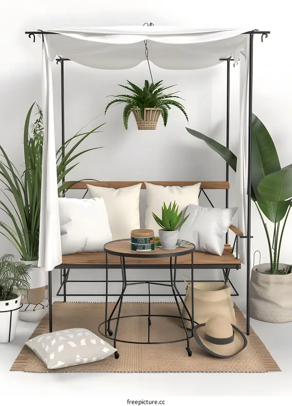 Minimalist Outdoor Patio Furniture With Plants