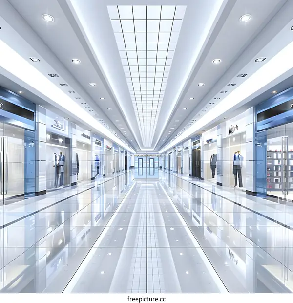Modern Shopping Mall Interior Design With White Ceiling And Light