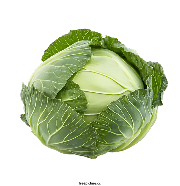 [Transparent Background PNG]Fresh Green Cabbage on White Background