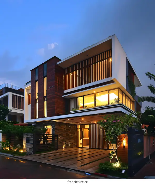 Modern Architecture House Design With Wooden Facade