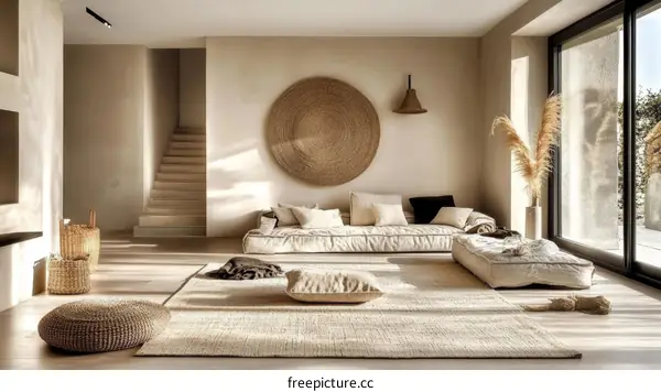 Modern Beige Living Room Interior Design