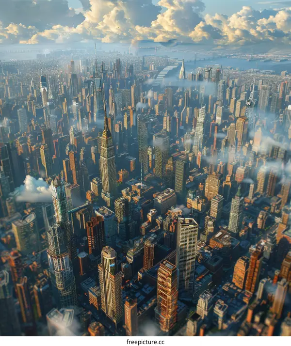 New York City: A Majestic Urban Panorama of Skyscrapers and City Life