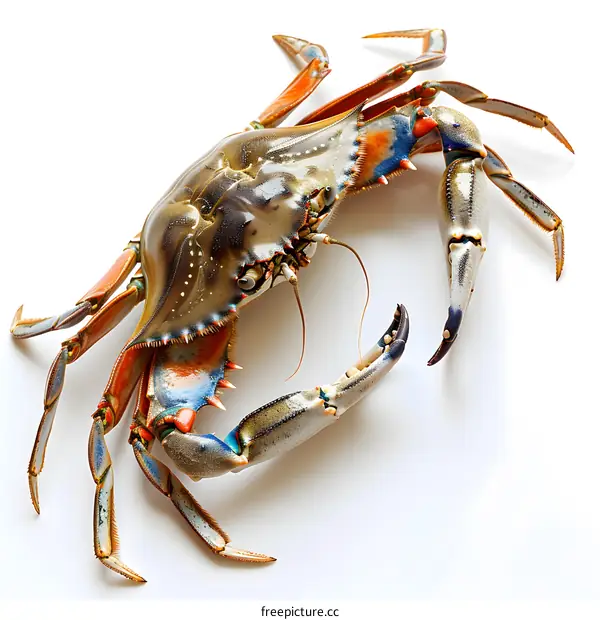 A blue crab isolated on a white background