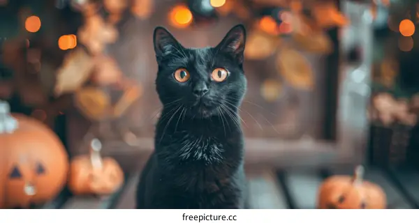 Black Cat Posing for Halloween
