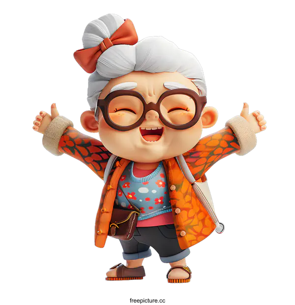 [Transparent Background PNG]Cheerful granny