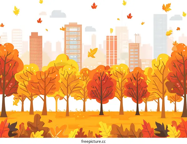 Autumn Foliage in the City Park