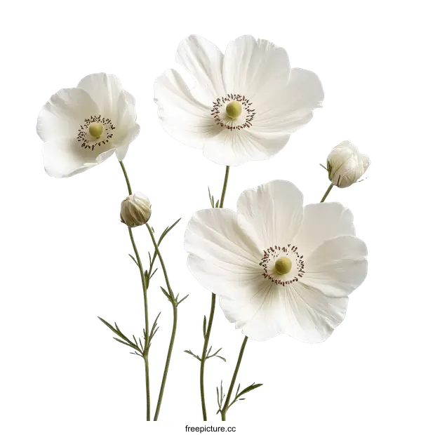 [Transparent Background PNG]Elegant White Flowers Bouquet Close-up
