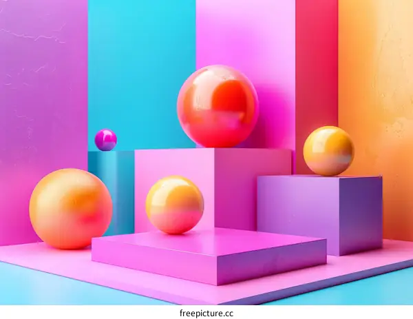 3D Spheres on a Colorful Stage