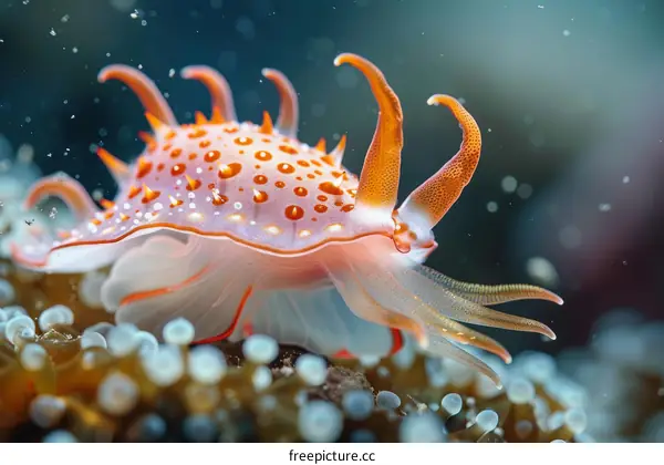 Colorful Nudibranch Crawls on the Ocean Floor