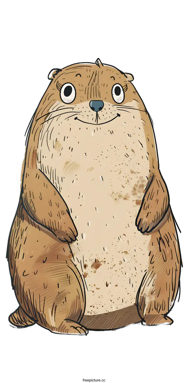 [Transparent Background PNG]Cute Cartoon Illustration of a Brown Otter