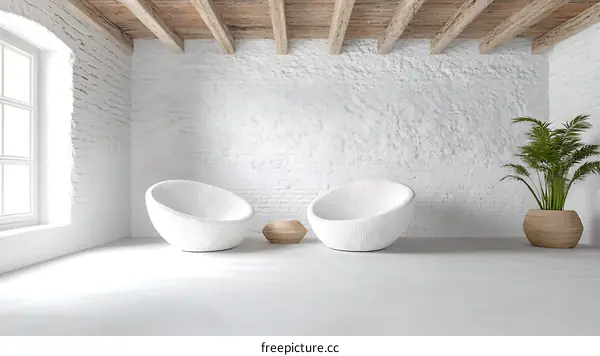 Modern Minimalist Interior Design with White Brick Wall