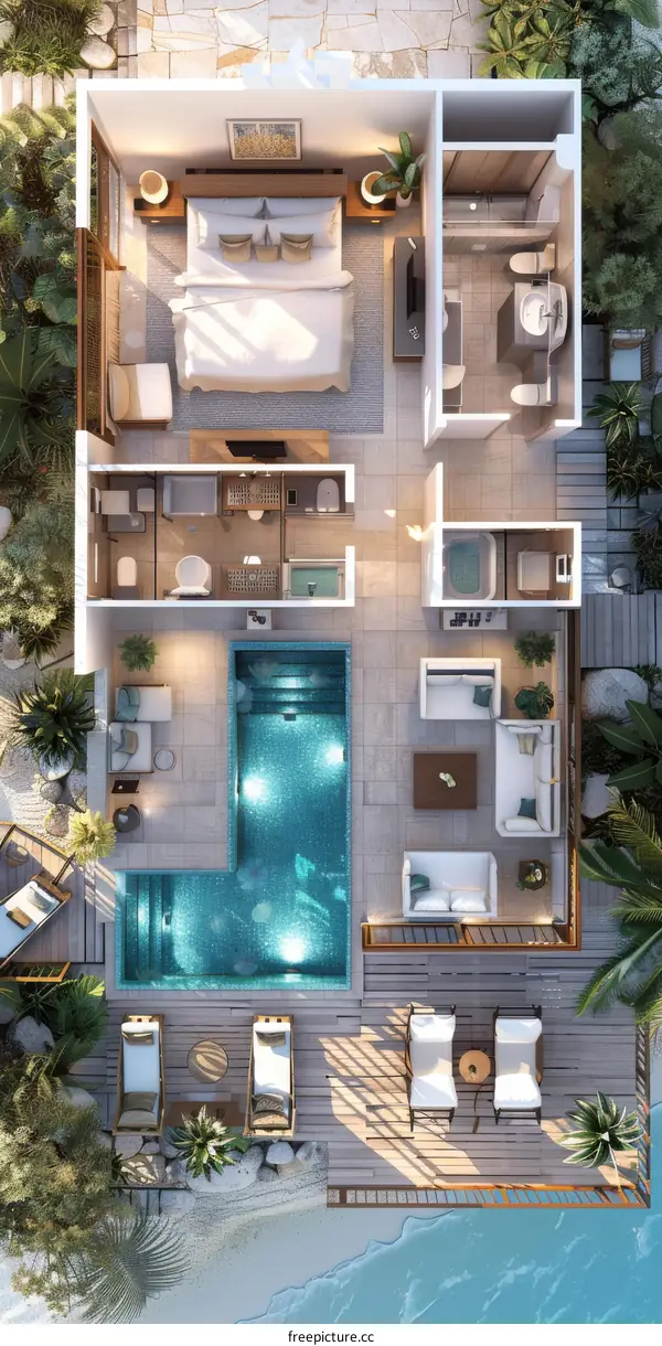 Luxury Tropical Island Villa Floor Plan