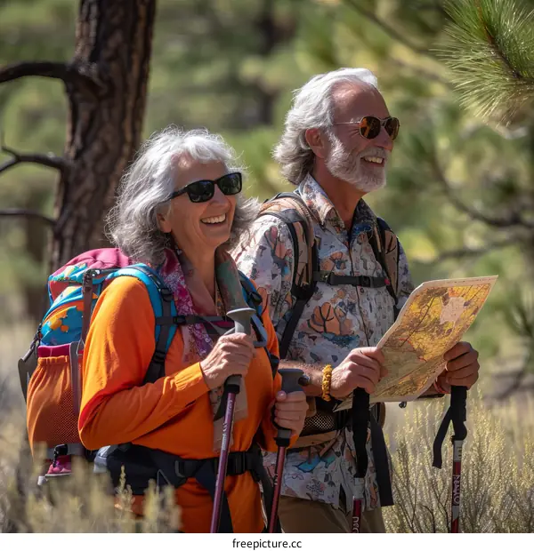 Happy Couple Hiking in the Mountains