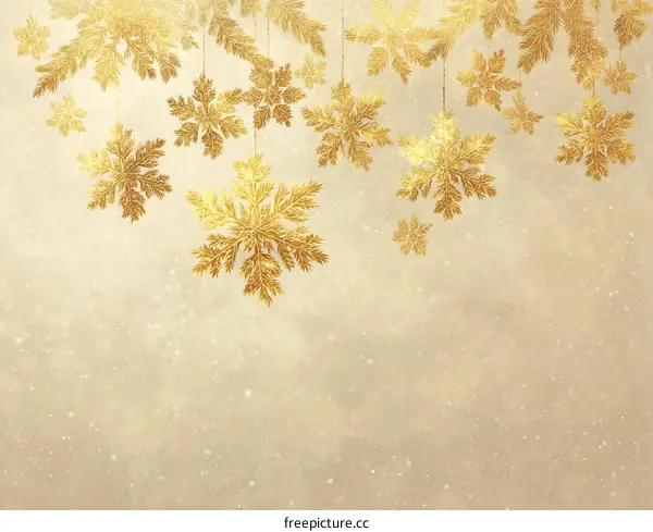 Golden Snowflake Christmas Background Illustration