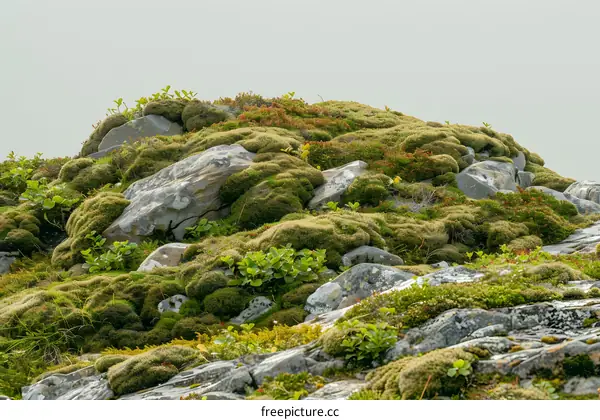 Green Moss Covered Rocks in the Wilderness