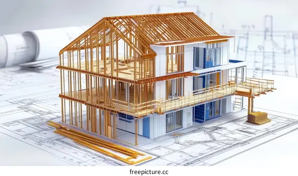 3D Model of a House Construction Plan
