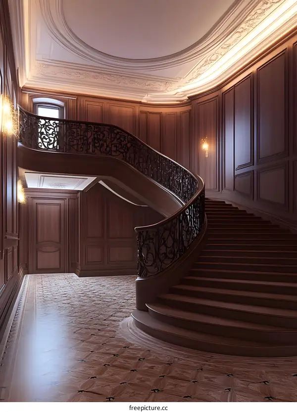 Classic Wooden Staircase in a Luxury Home