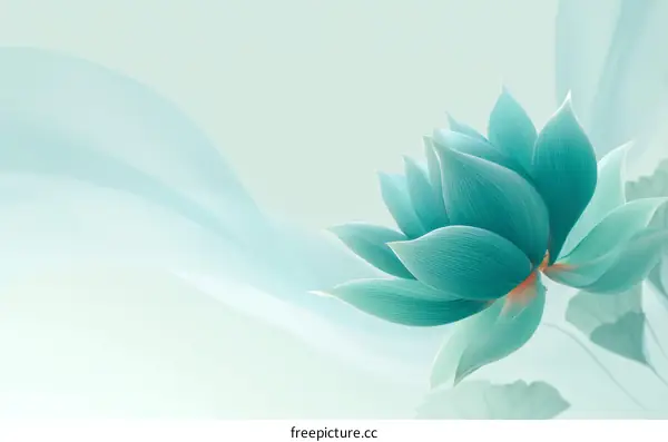Delicate Teal Lotus Flower Illustration