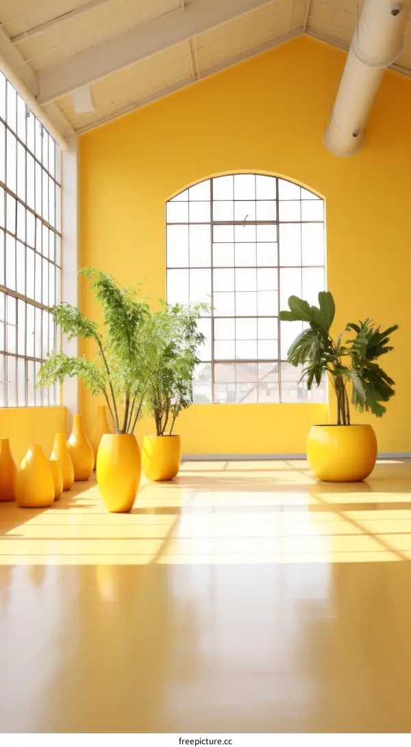 Yellow room with plants