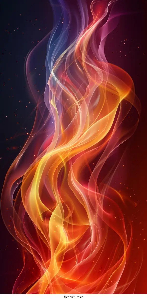 Colorful abstract fire flames vertical wavy background