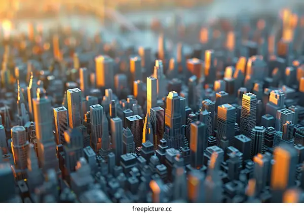 Modern Cityscape Miniature: High-Rise Architecture