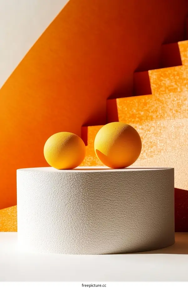 Abstract Geometric Orange and White Design