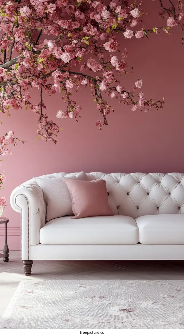 Elegant Pink and White Living Room Interior Design