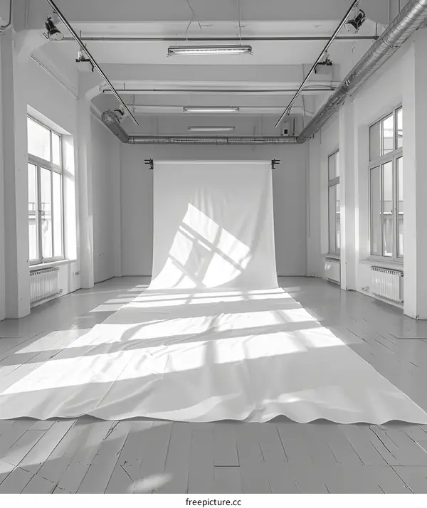 Large White Minimalist Room with Empty Space