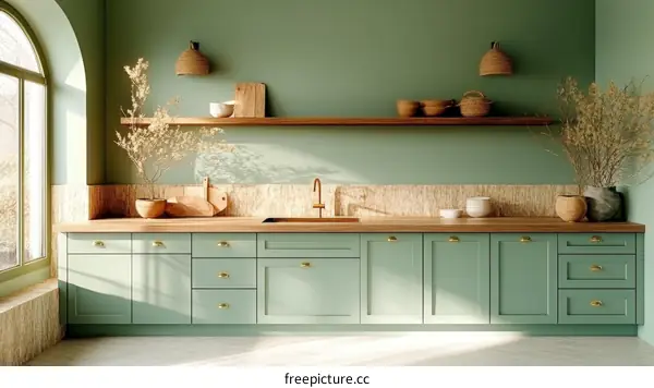 Modern Boho Kitchen Interior Design Illustration