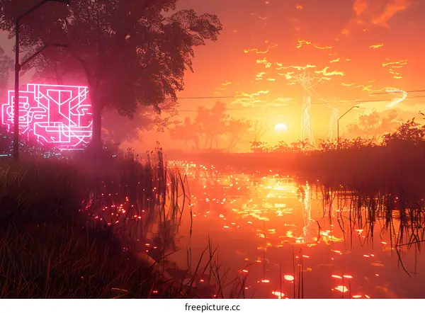 Cyberpunk City Sunset