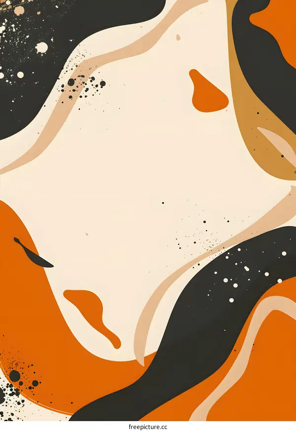 Abstract Modern Art Background With Orange And Black Shapes