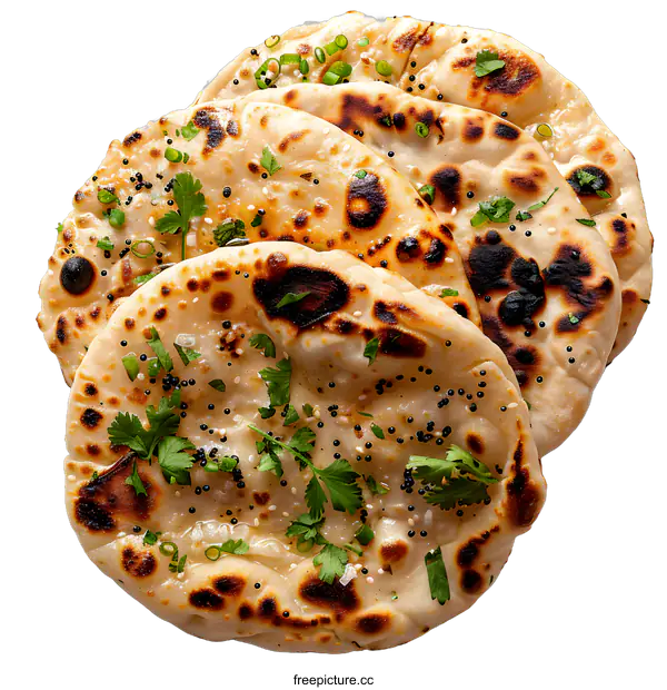 [Transparent Background PNG]Four pieces of naan bread