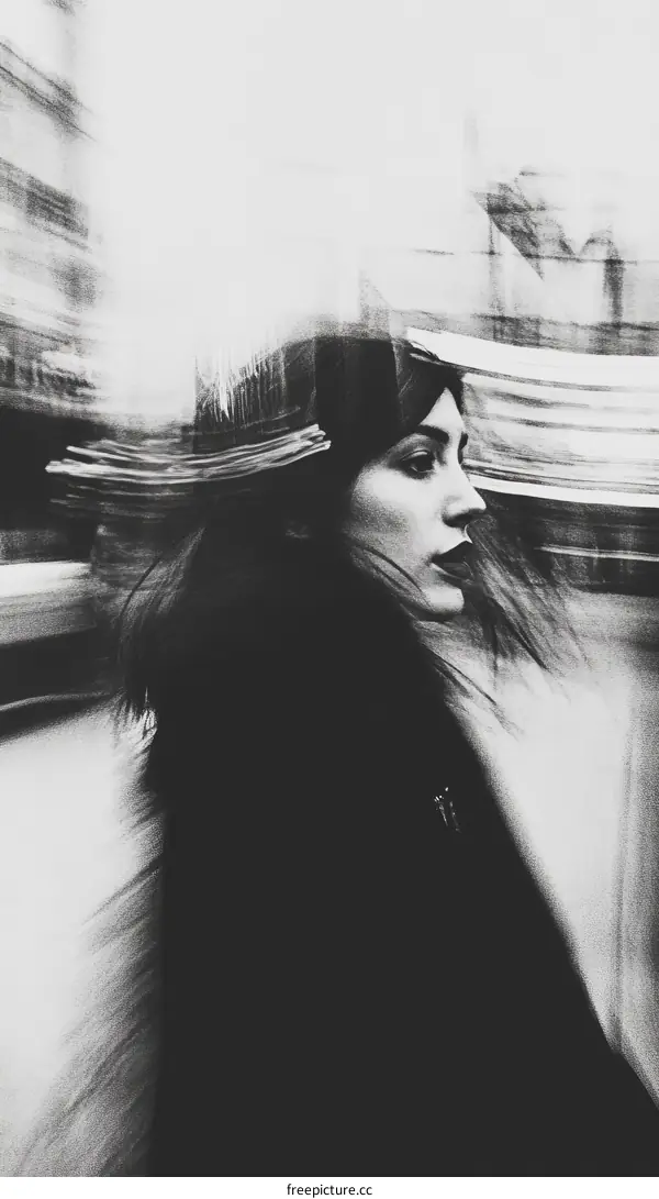 Urban Woman Black and White Portrait