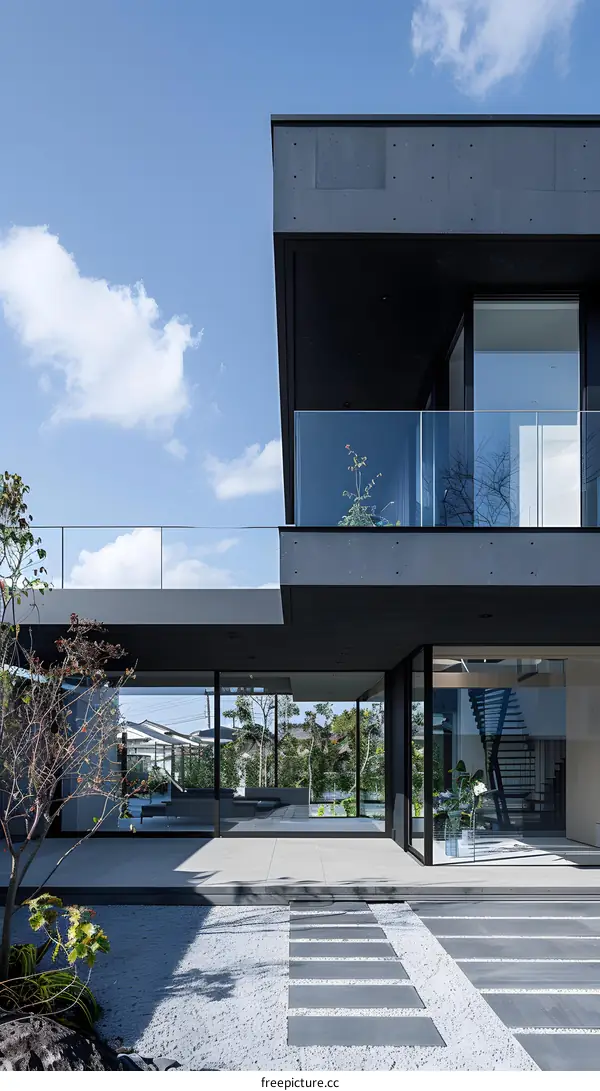 Modern Architecture House with Glass Balcony