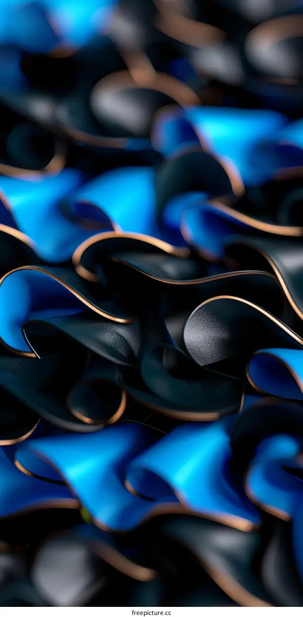 Blue and black leather with golden outline