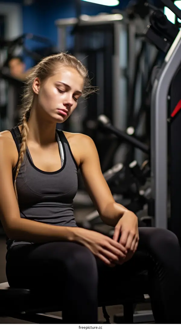 Blonde woman resting in gym