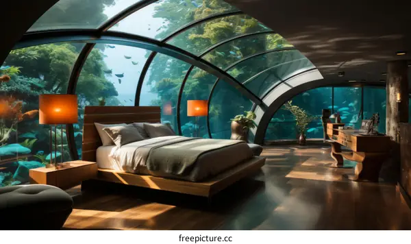 Underwater bedroom with a view of the coral reef