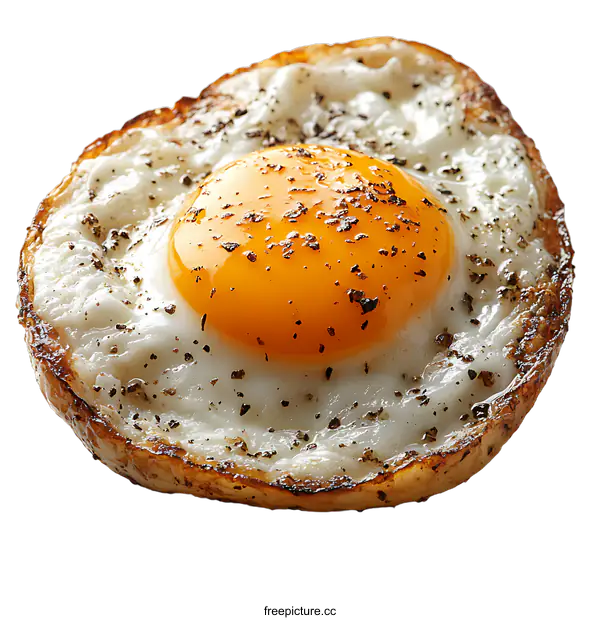 [Transparent Background PNG]Fried Egg on Toast Close Up