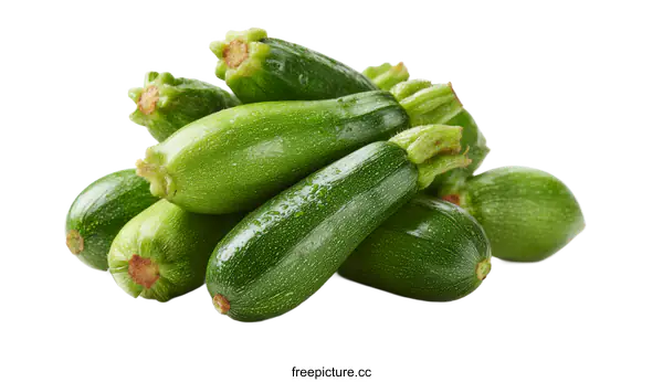 [Transparent Background PNG]Fresh Green Zucchini Vegetables Pile Close Up