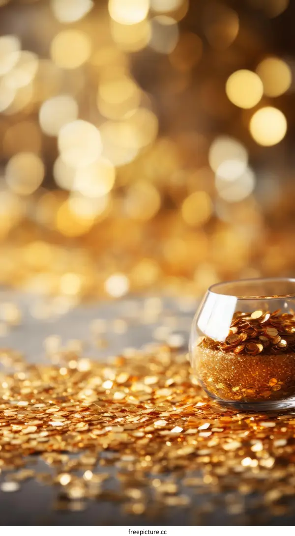 glass bowl filled with gold glitter