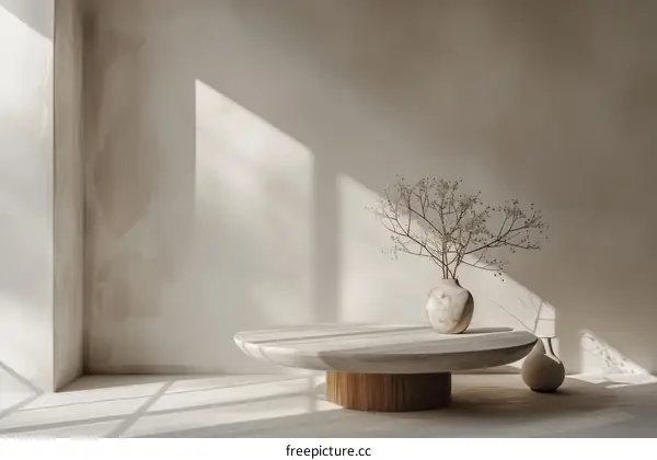 Elegant Still Life with Vase of Flowers and Sunlight