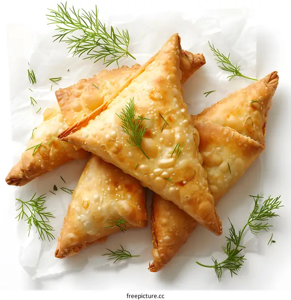 Crispy Fried Samosas with Fresh Dill
