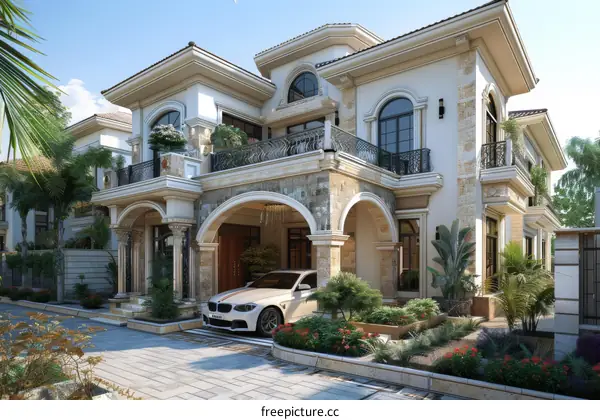 Luxury Mansion Exterior Design Illustration