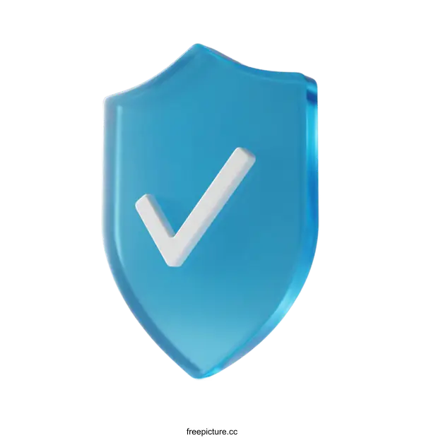 [Transparent Background PNG]Secure Shield with Check Mark Symbol for Safety Protection