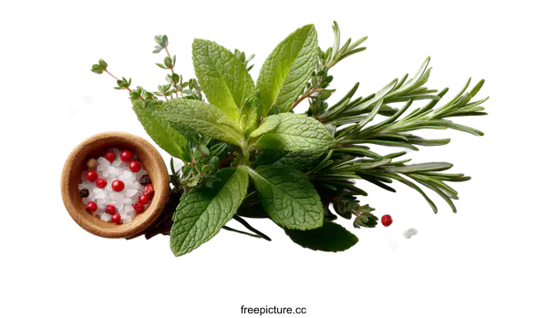 [Transparent Background PNG]Fresh Herbs and Spices Arrangement