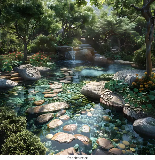 Beautiful landscape with green mountains, blue water and奇石林